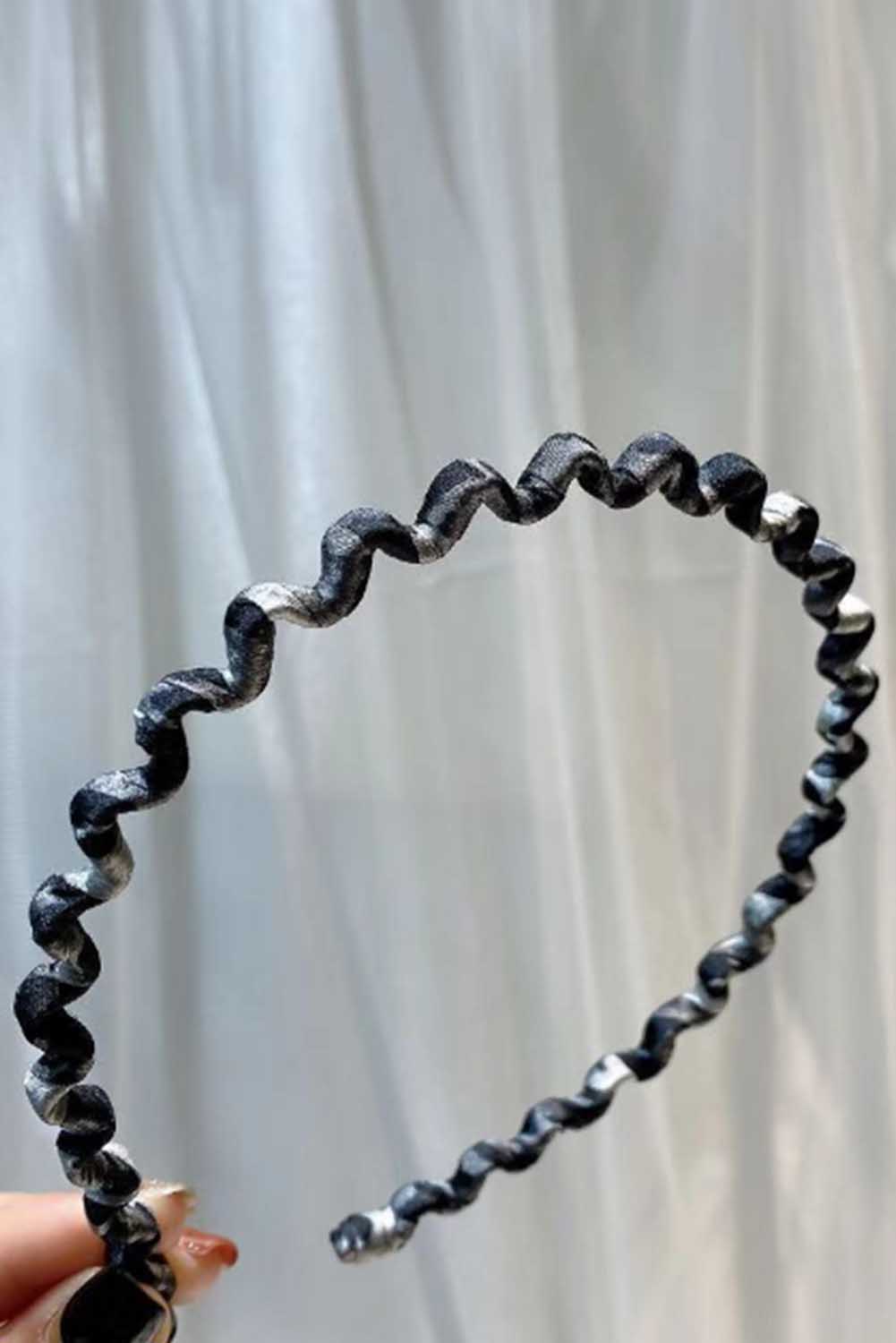 Diadema ondulada con estampado de leopardo vintage negro 