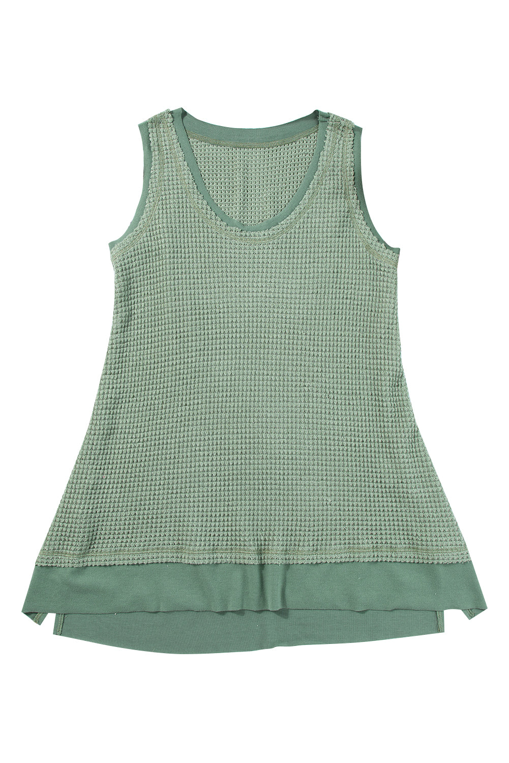 Gilet fluide en tricot gaufré à col rond vert d'eau