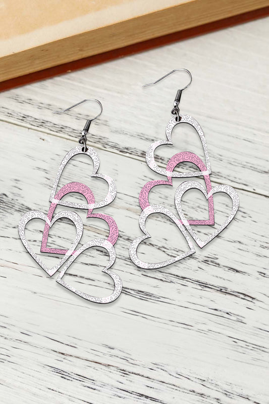 White Valentine's Day Hollow-out Heart Earrings