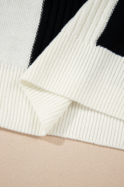 Pull ras du cou à manches courtes et à carreaux noirs