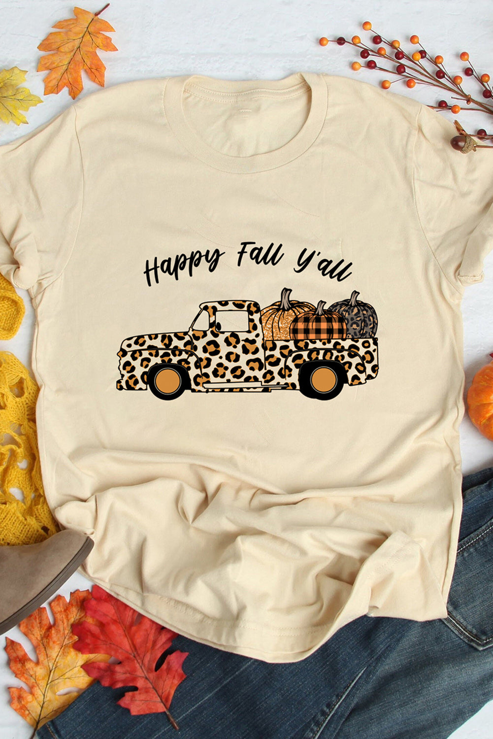 T-shirt décontracté à imprimé animal « Its Fall Yall »