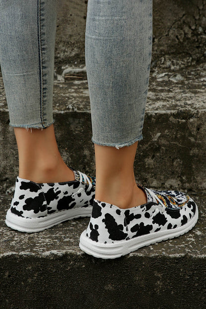 Western Cow Print Sunflower Shoes