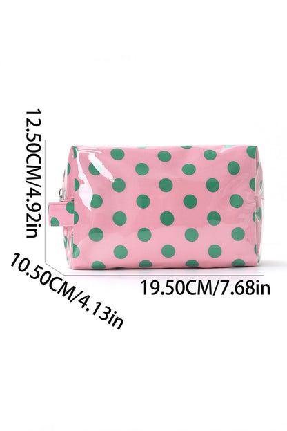 White Durable PVC Polka Dot Makeup Bag