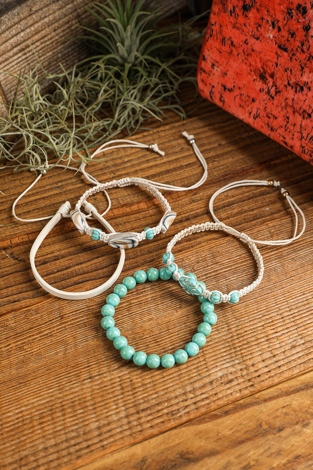 Ensemble de bracelets multicouches en coquillage turquoise occidental bleu clair