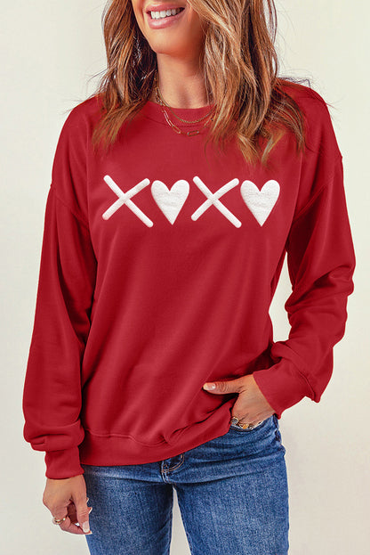 Sweat-shirt de Saint-Valentin imprimé cœur Red Puff XOXO