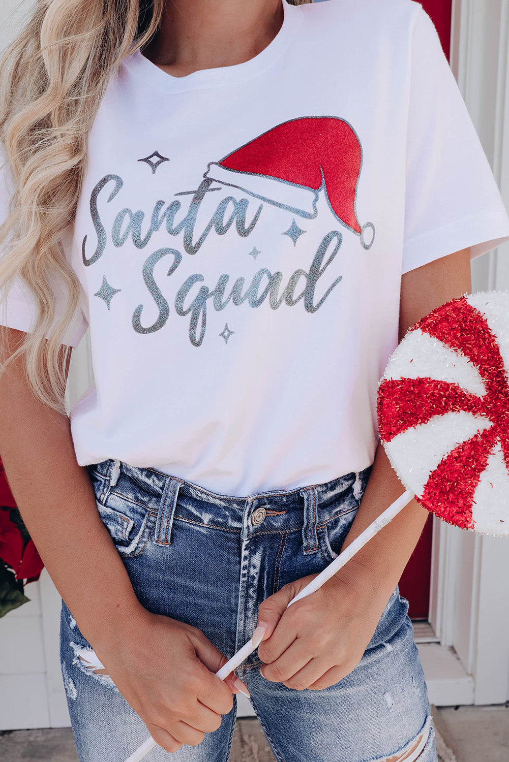 T-shirt à manches courtes avec imprimé graphique Santa Squad