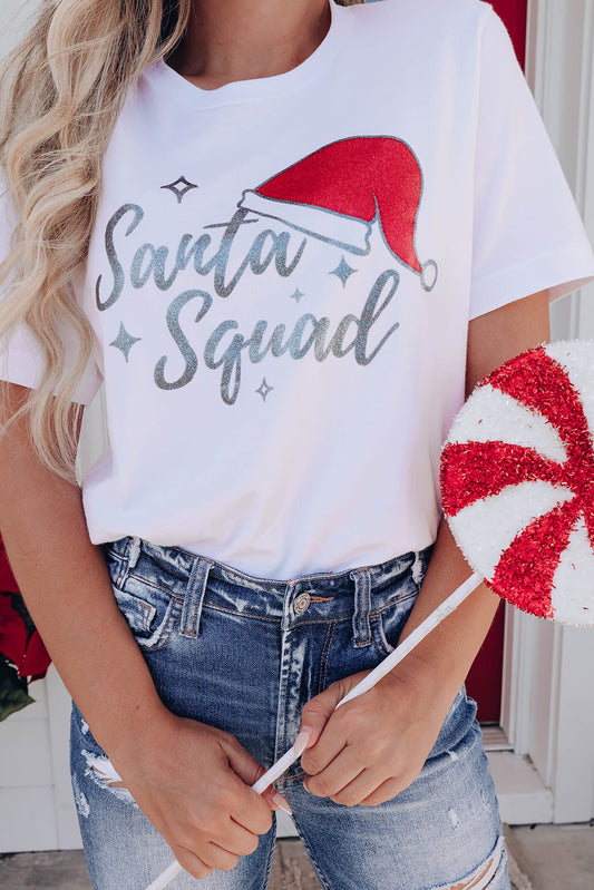 Santa Squad Graphic Print Short Sleeve T Shirt