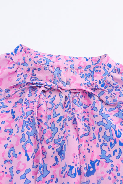 Haut à lacets et volants à imprimé léopard 