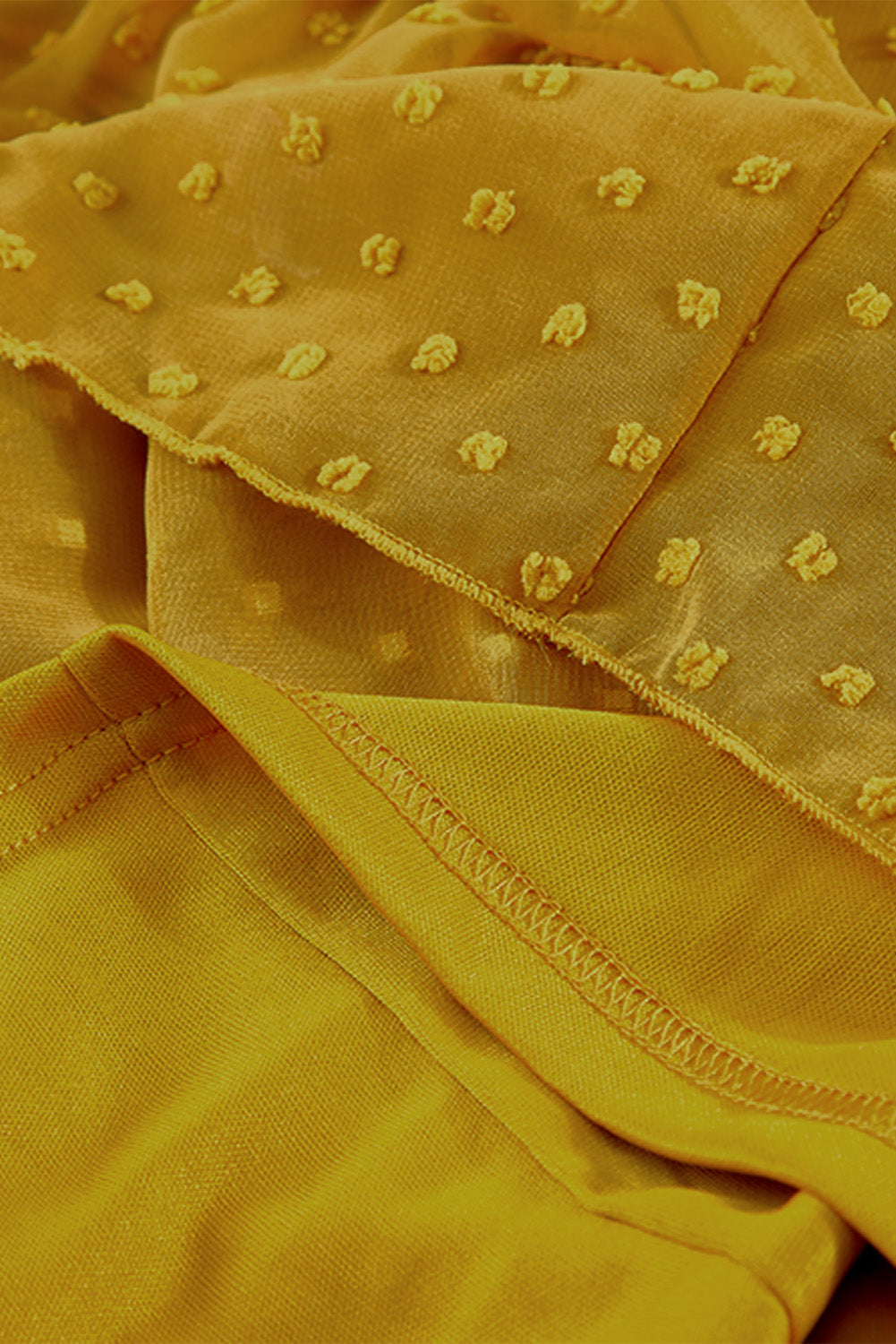 Yellow Yellow Off Shoulder Ruffle Swiss Dot Maxi Dress