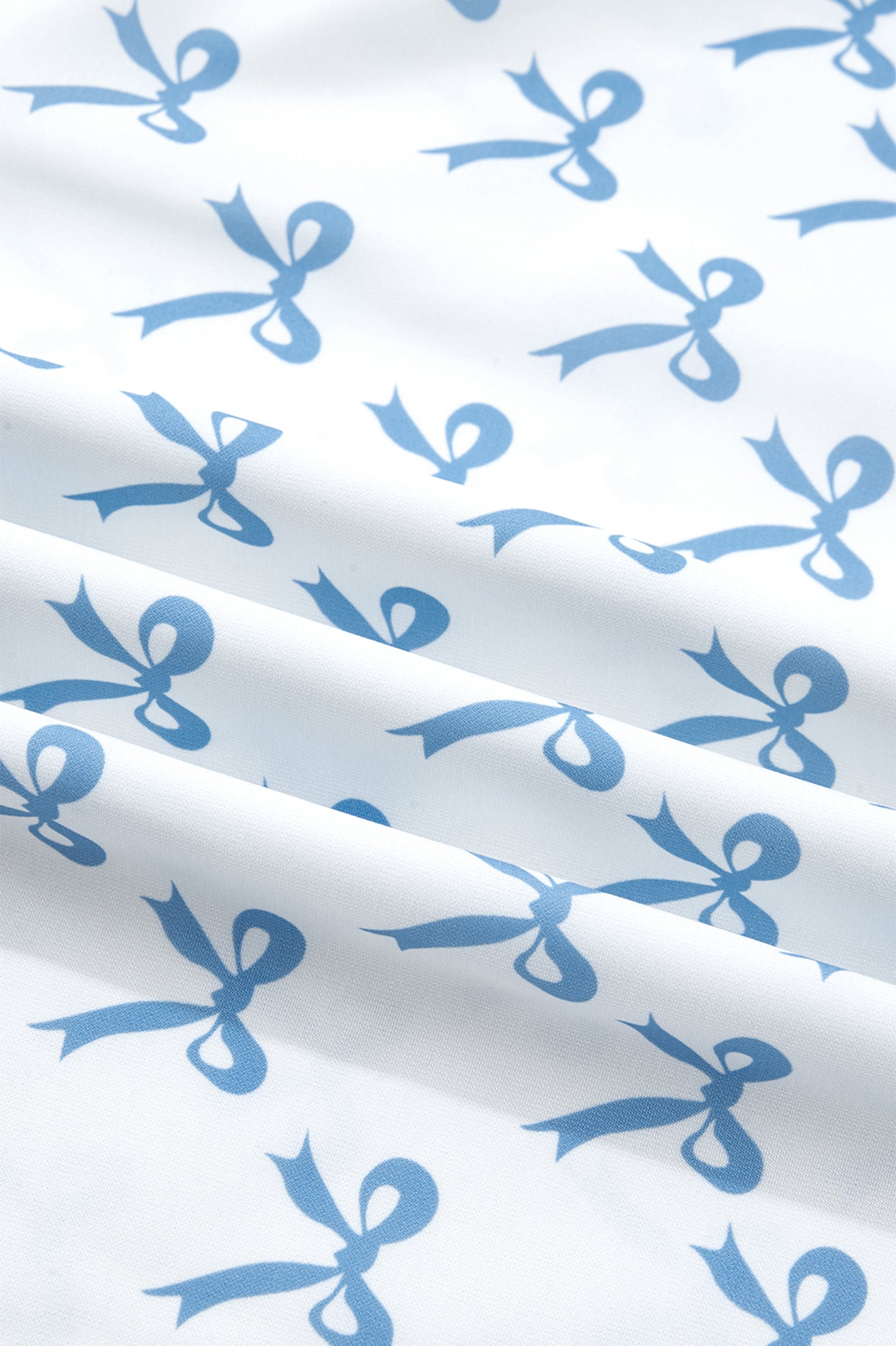 Sky Blue Ruffled Short Sleeve Plus Size Bow Top