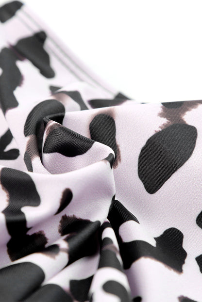 Traje de baño tankini con tiras y escote de muesca en contraste de cintura alta