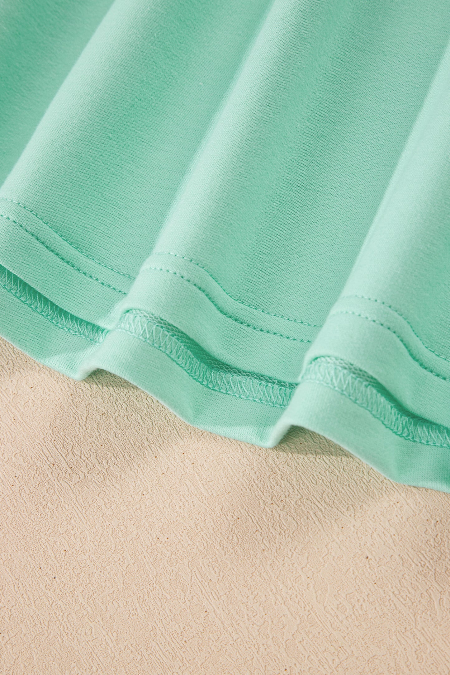 Mint Green Solid Color V Neck Tee Drawstring Pant Set