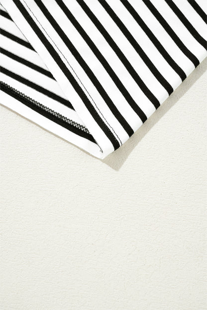 Débardeur noir à rayures et col rond avec poche poitrine