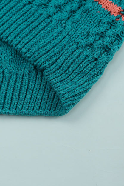 Suéter tipo jersey de punto texturizado con bloques de color a rayas 