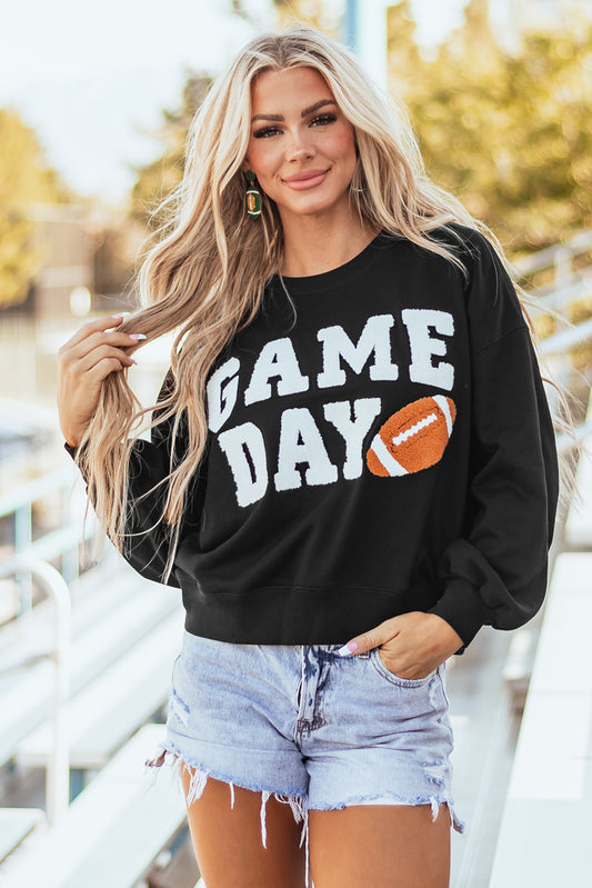 Sweat-shirt noir à imprimé graphique GAME DAY