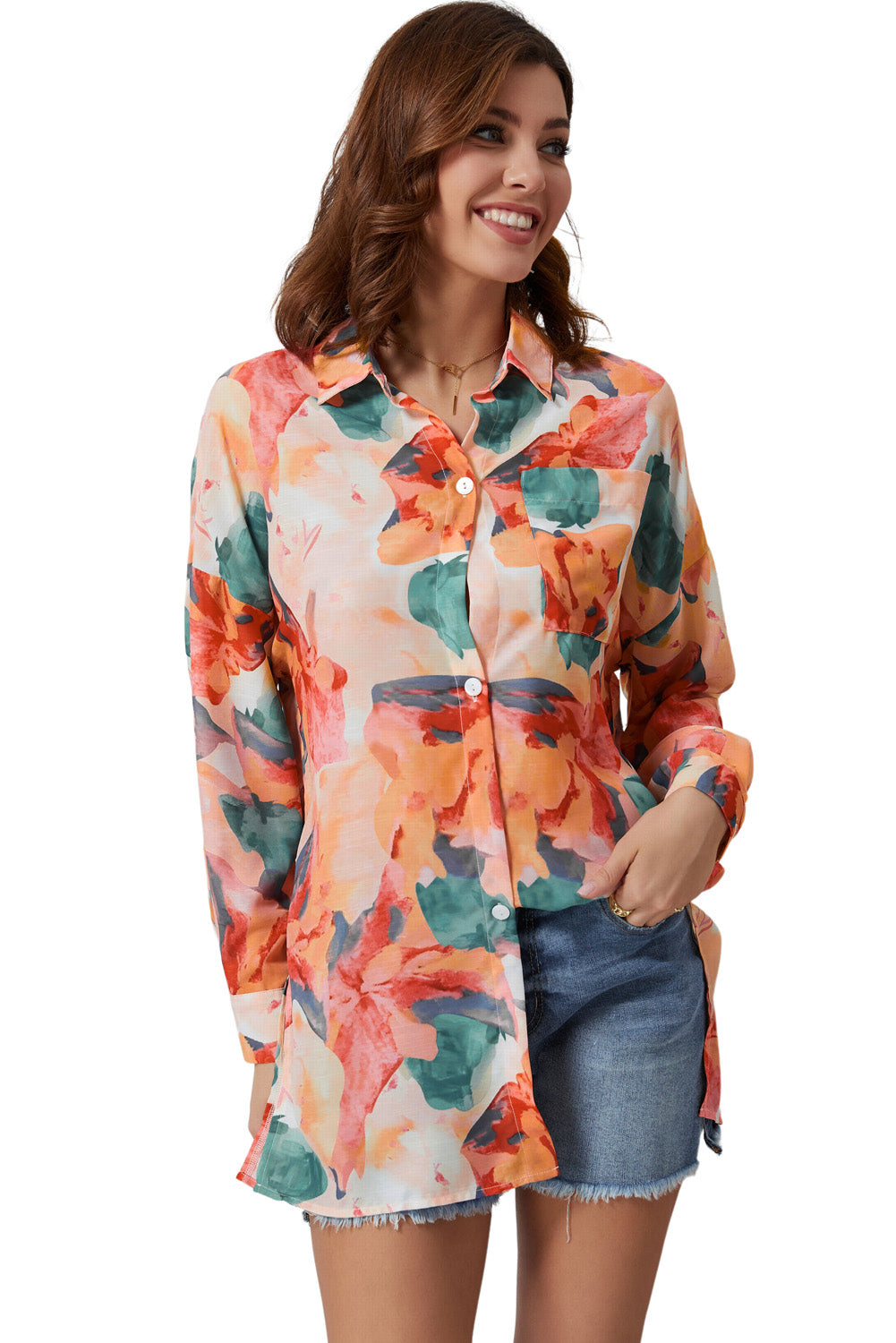 Camisa holgada con estampado floral