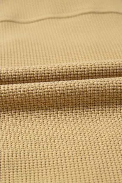 Veste boutonnée en tricot gaufré kaki à imprimé floral patchwork