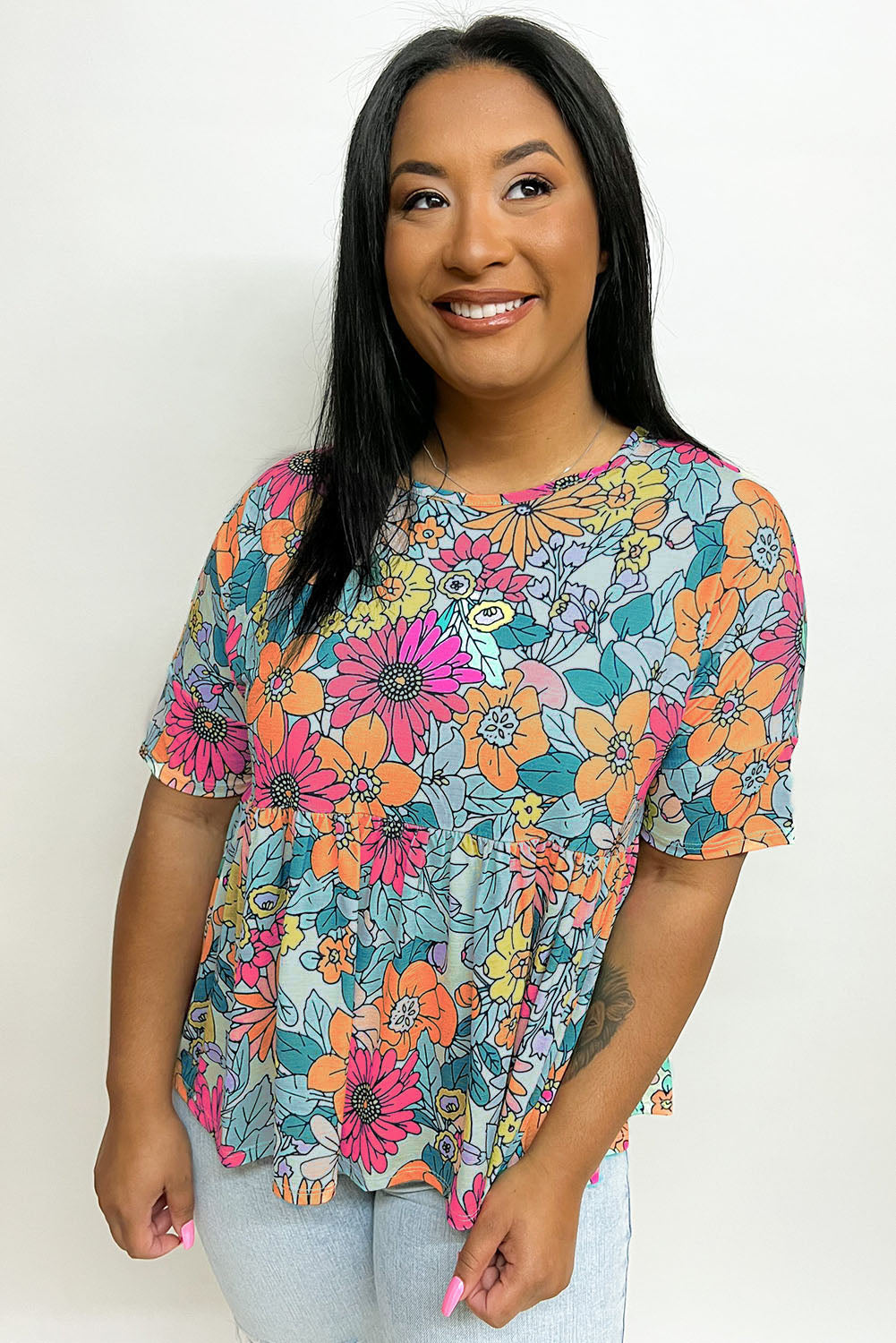 Débardeur sans manches à imprimé floral multicolore 