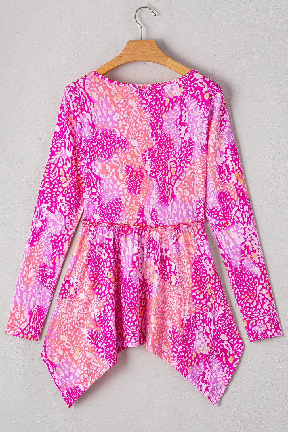 Tunique classique à ourlet mouchoir et imprimé léopard Rose