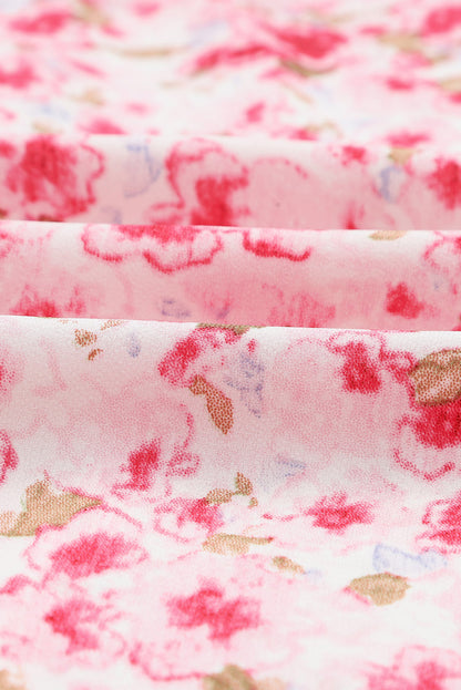 Blusa con botones y cuello en V con estampado floral 