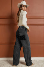 Gray Contrast Patched Pocket Corduroy Wide Leg Pants