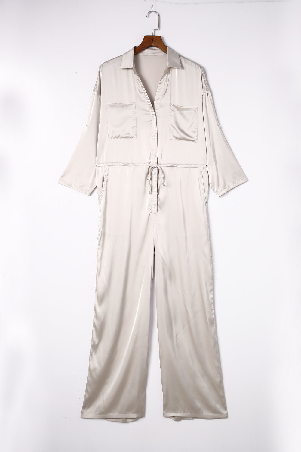 Combinaison à lacets, taille haute, manches longues, jambes larges 