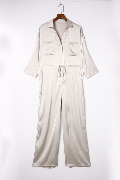 Combinaison à lacets, taille haute, manches longues, jambes larges 