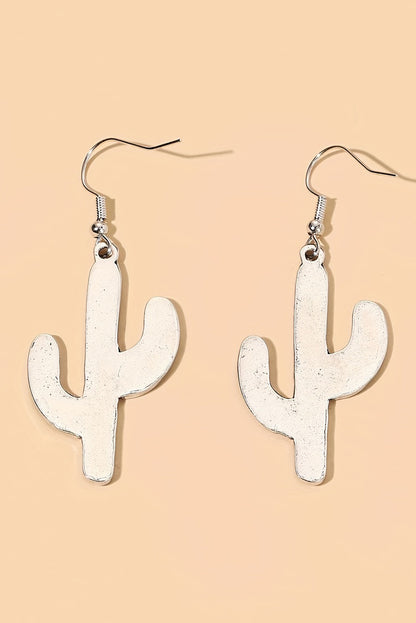 Boucles d'oreilles pendantes en alliage bleu clair motif cactus occidental