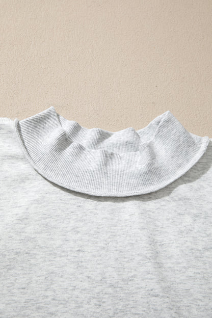 Light Grey Exposed Seam Detail Reversible Double Wear Plus Size Sweatshirt