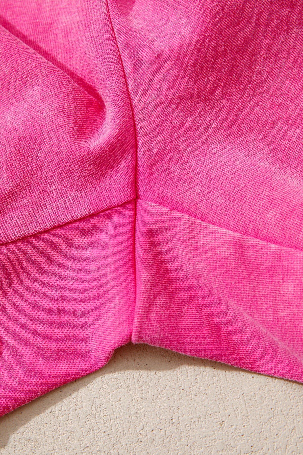Rose Red 100% Cotton Mineral Washed Drawstring Elastic Waist Raw Cut Shorts