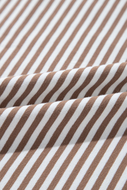 T-shirt grande taille à rayures kaki et manches courtes