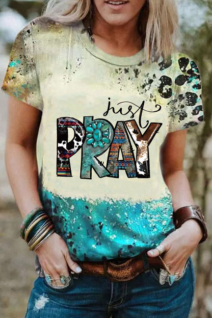 Just PRAY Camiseta con estampado de mezcla de moda occidental