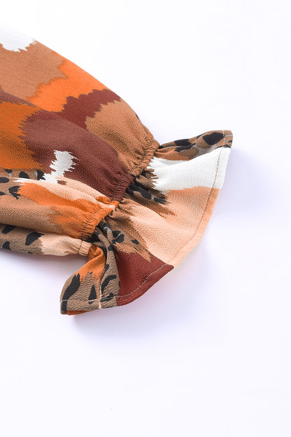 Blusa de manga larga con estampado abstracto multicolor