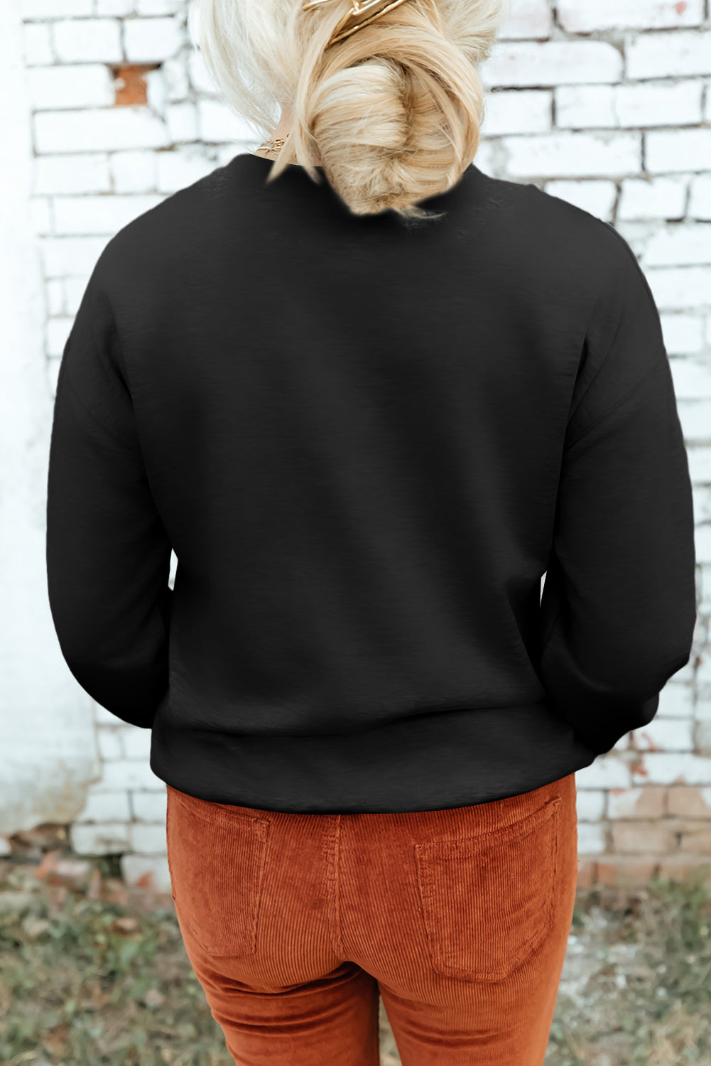 Sweat-shirt noir à col rond et imprimé motif western