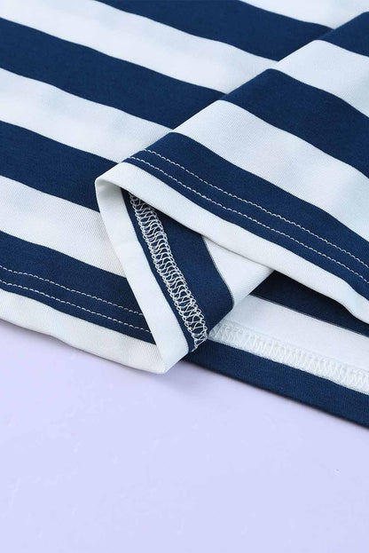 Vestido largo con cuello en V y estampado de rayas con aberturas laterales 