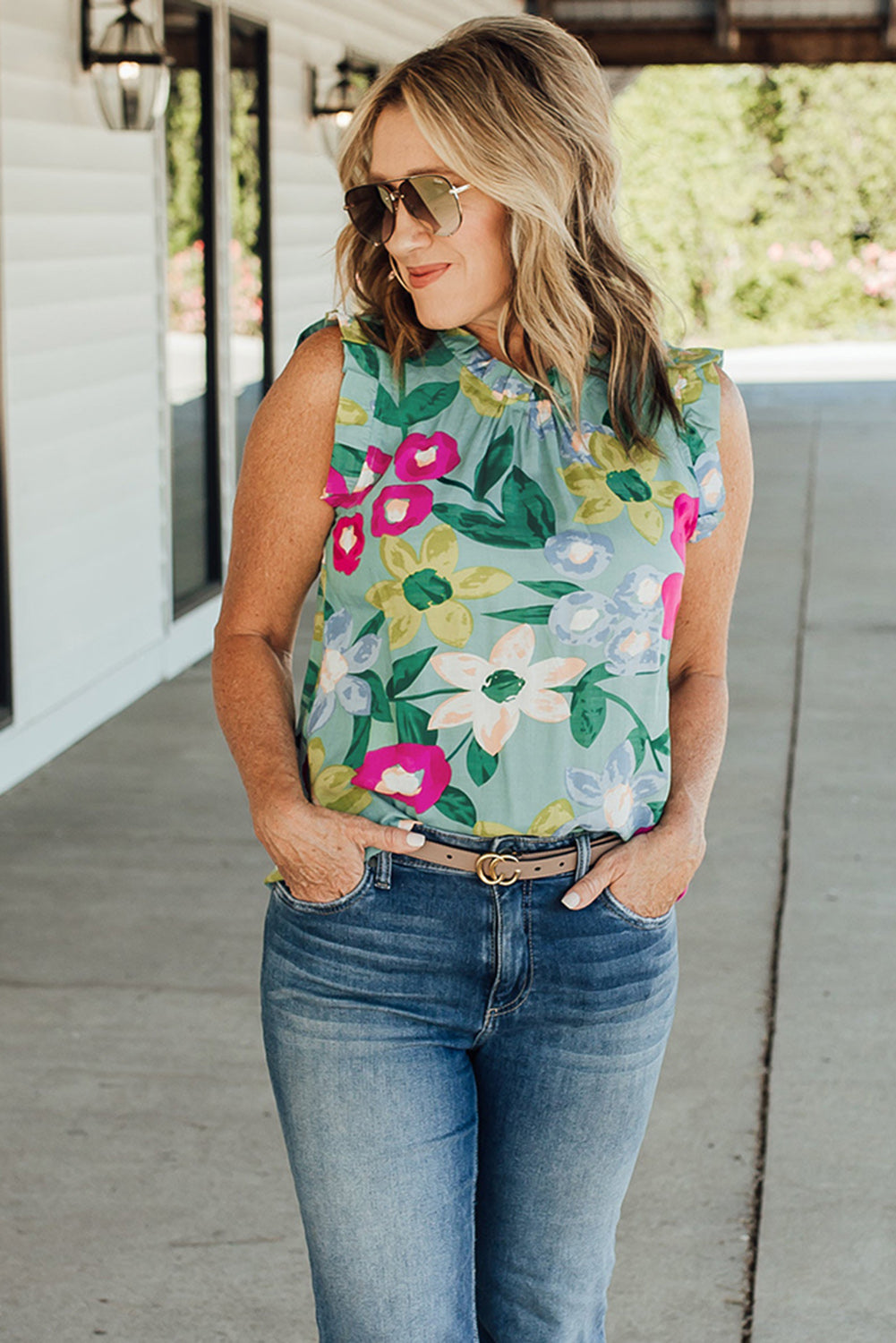 Débardeur à volants et imprimé floral