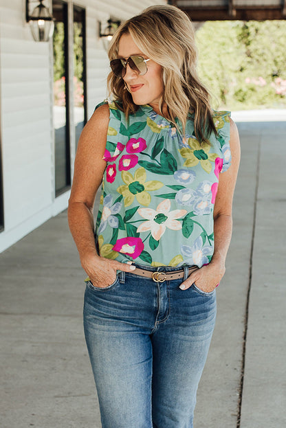 Débardeur à volants et imprimé floral