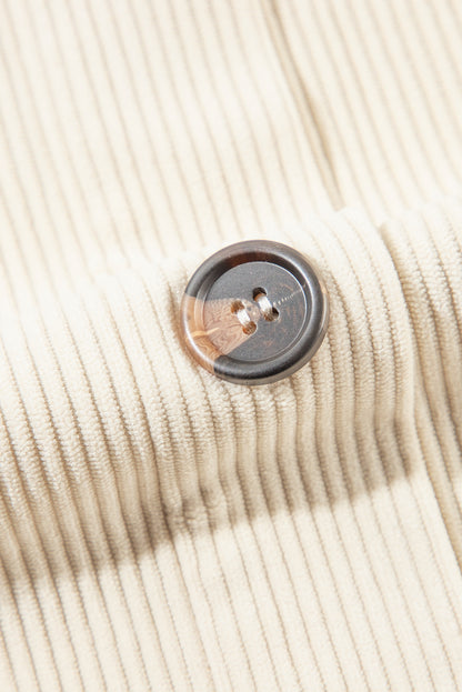 Veste-chemise à capuche surdimensionnée en velours côtelé beige contrasté