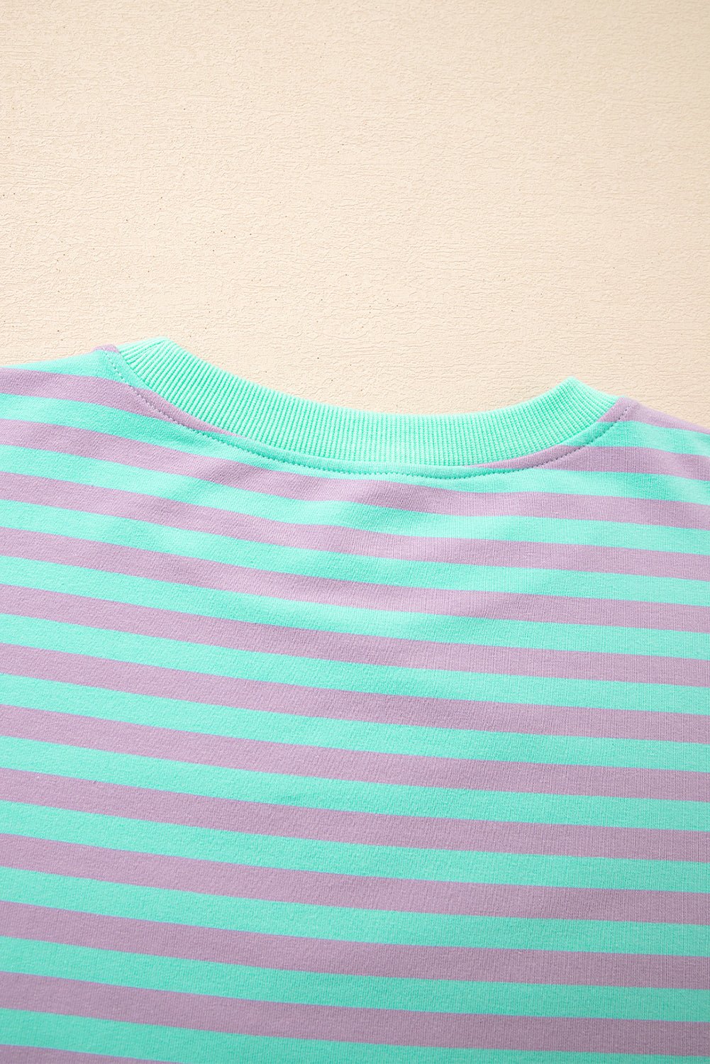 Green Stripe Exposed Seam Contrast Ribbed Trim Oversize Sweatshirt