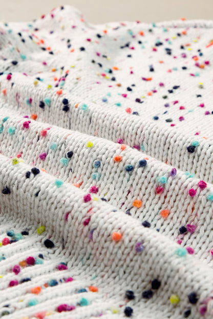 Cardigan blanc à confettis multicolores