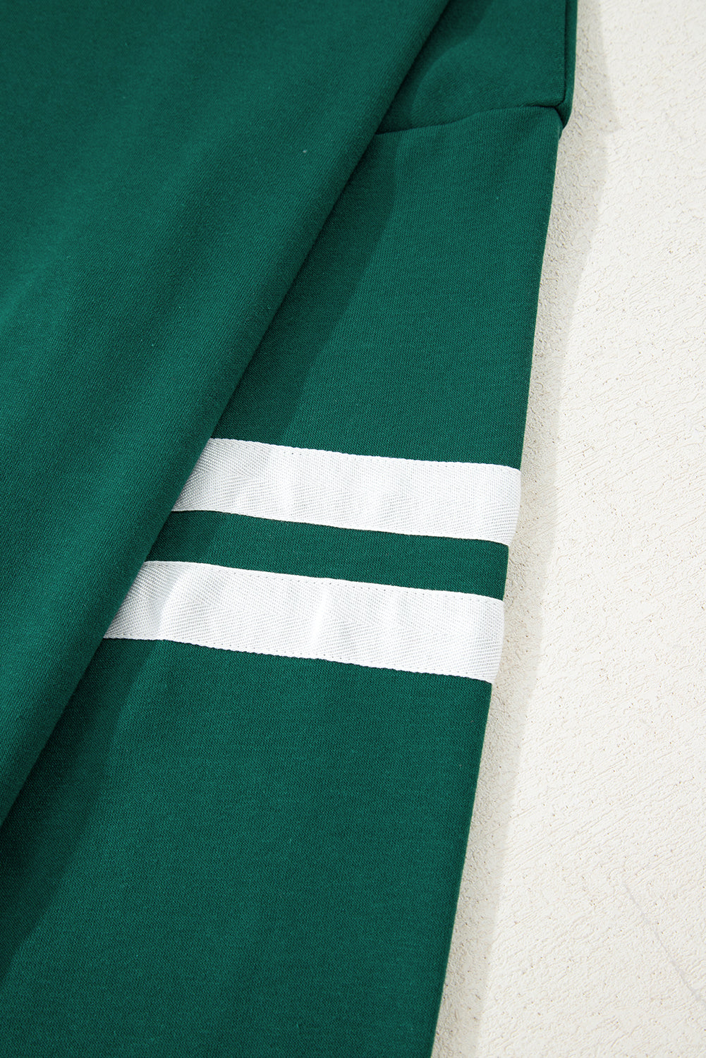 Evergreen Varsity Striped Sleeve Drop Shoulder Sweatshirt and Short Set