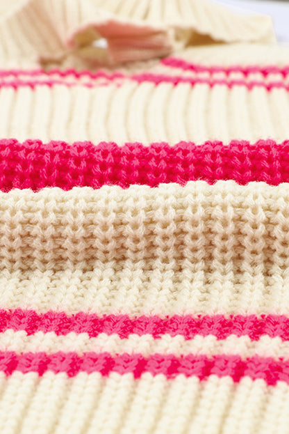 Pull en tricot rayé à épaules dénudées 