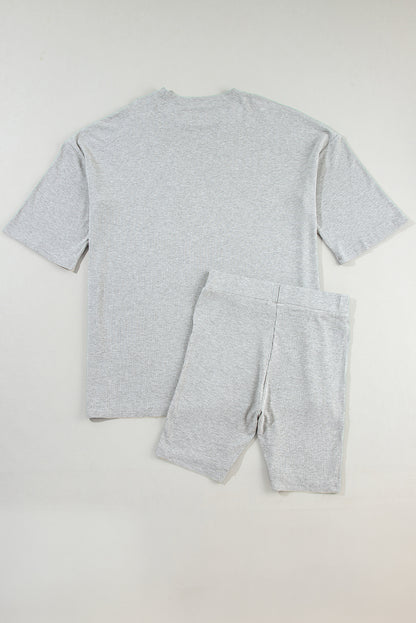 Ensemble tunique ample gris clair uni et short slim