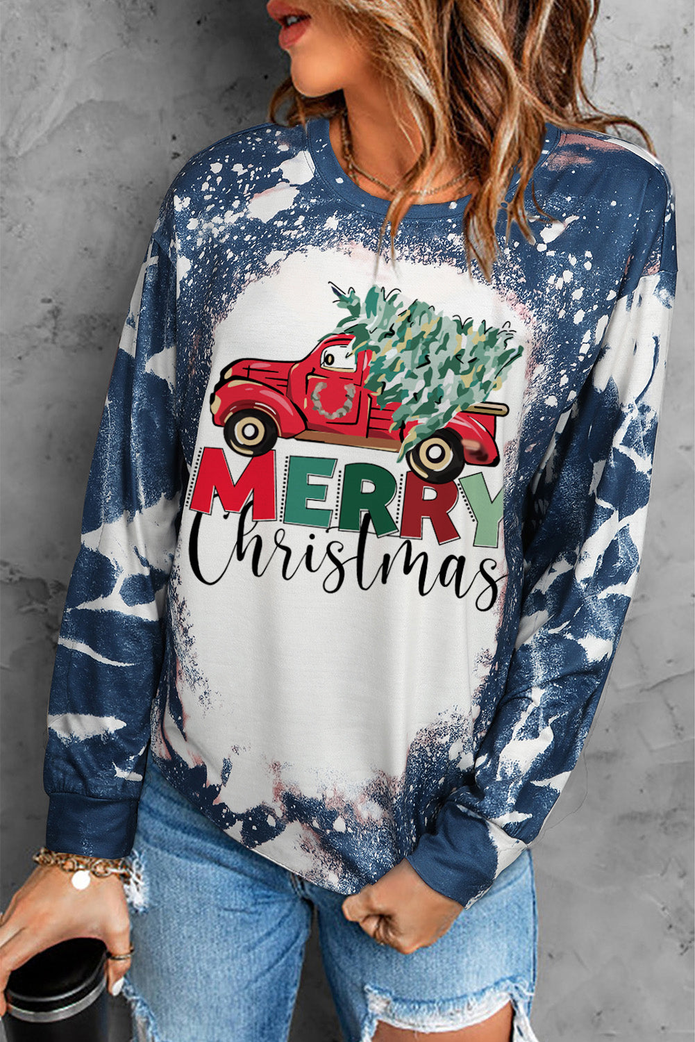 Multicolor Vintage Bleached Burning Vibe Pullover