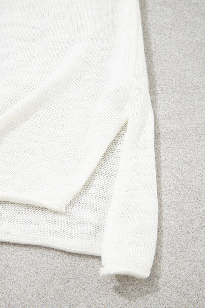 White V Neck Lightweight Knit BEACH SIDE Shift Tunic Sweater