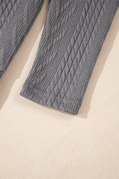 Cardigan gris moyen uni texturé ouvert sur le devant avec poche