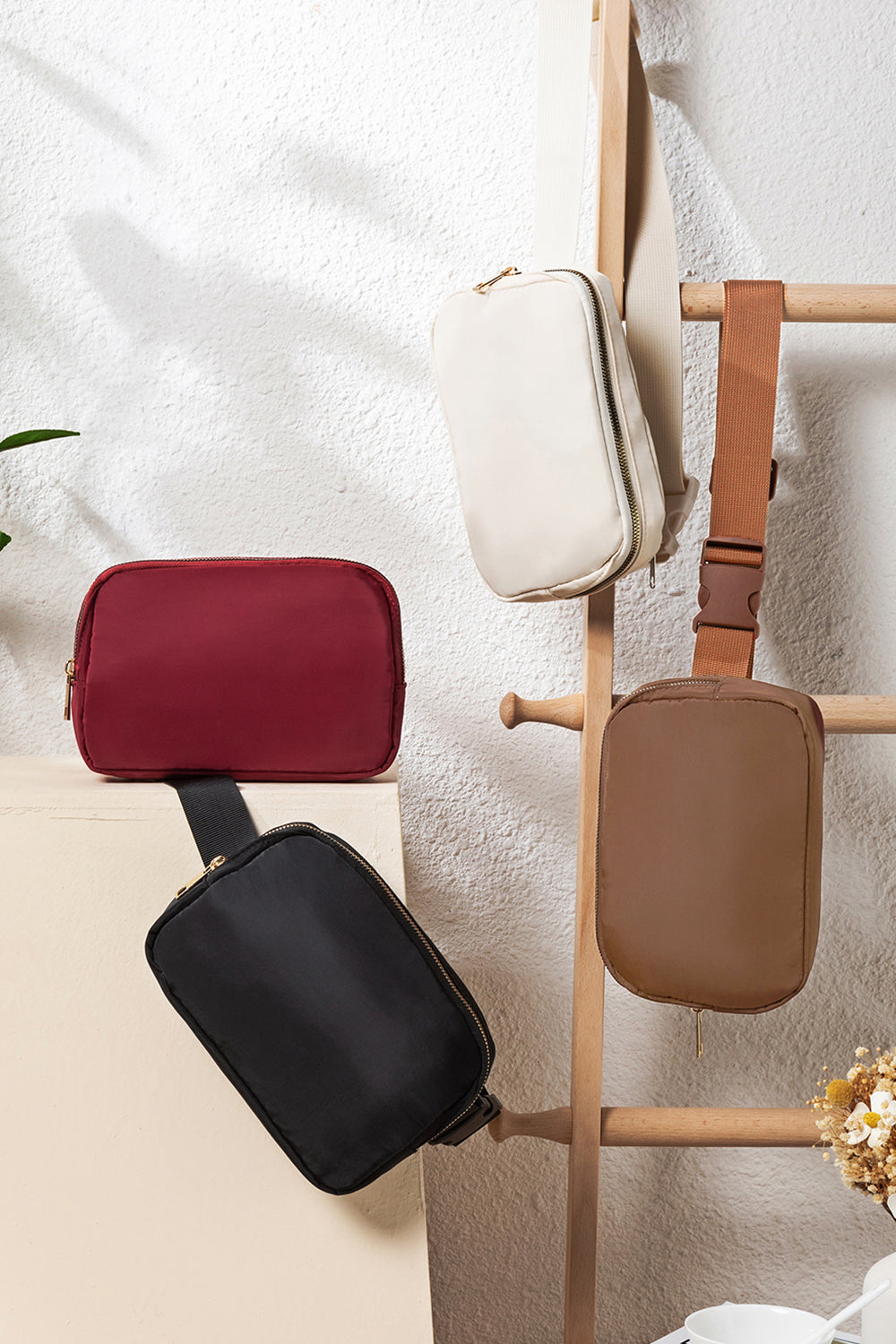 Brown Waterproof Zipped Crossbody Bag 20*5*14cm