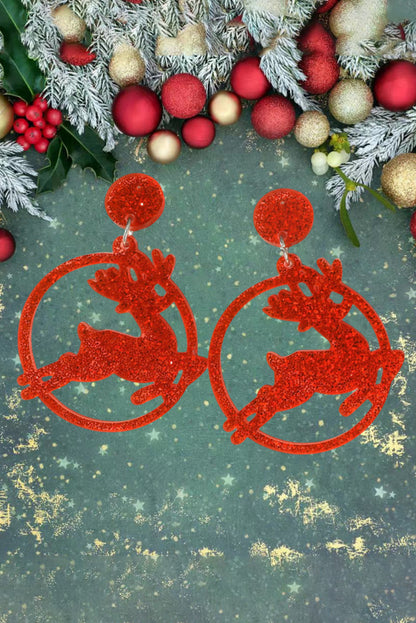 Aretes acrílicos con forma de árbol de Navidad rojo 