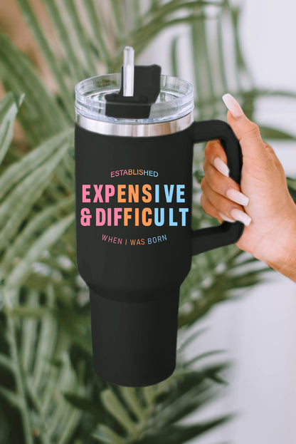 Tasse isotherme en acier inoxydable à imprimé léopard Mama avec poignée 40 oz