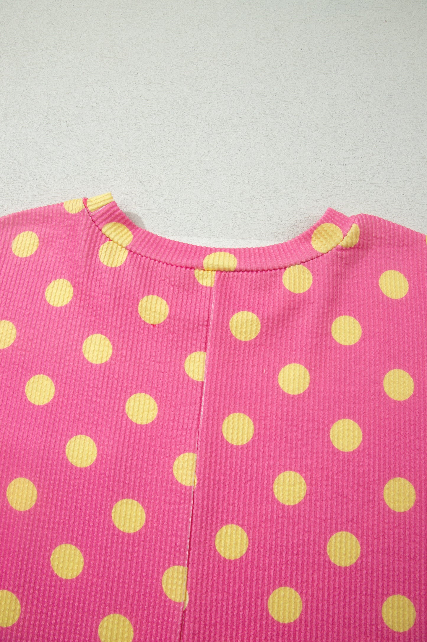 Sky Blue Twisted Rib Polka Dot Print Plus Size T Shirt
